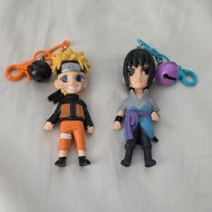 Anime Action Figure Keychain Set - Naruto and Sasuke